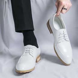 White Fashion Men's Wedding Leather Lace-up Black Business Italy Style Point-toe Dress Shoes Soft Wood Oxford