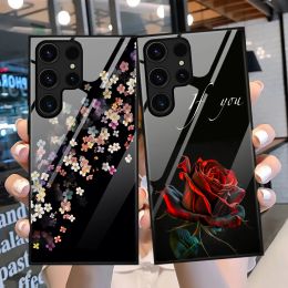 Art Flowers Floral Fundas for Samsung Galaxy S23 S22 S21 S20 S21 Ultra FE 5G S10 Plus S10e Note 10 20 Tempered Glass Phone Case