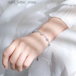 Bangle 925 Sterling Silver Opal Double Layer Bracelet for Women Romantic Love Crystal Lucky Jewelry Gifts for Girlfriends yq240409