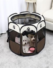 Portable Folding Pet Carrier Tent Dog House Playpen Multifunctionable Cage Dog Easy Operation Octagon Fence Breathable Cat Tent7269989