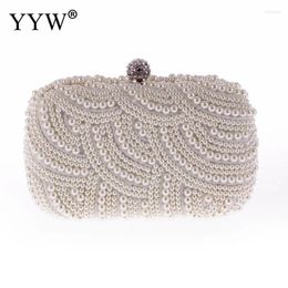 Evening Bags Fashion Luxury Crystal Pearl White Clutch Women Elegant Handbag Wedding Party Lady Clutches Purse Bag Selling