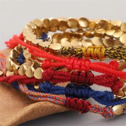 Strand Fashion Handmade Braided China Style Beading Adjustable Bracelets Metal Jewellery Lucky Bangle Copper Beads