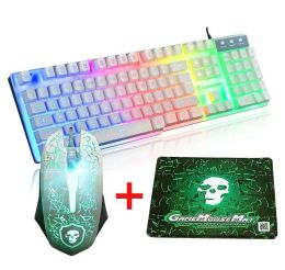 Combos PC Gamer LED Gaming Keyboard And Mouse Set Wired Keyboard Gamer Keyboard Rainbow Color Backlit Gaming Keyboard Set For Laptop