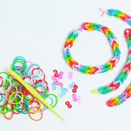 200/600pcs Rubble Loom Elastic Bands For DIY Weaving Lacing Bracelet Toy Necklace Jewellery Craft Gift Making Accessories Supplies