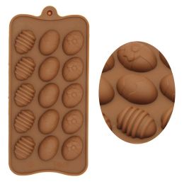 15 Holes Easter Eggs Chocolate Moulds Silicone Form Cake Moulds Bakeware Baking Dish High Temperature Kitchen Cake Accessories