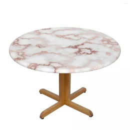 Table Cloth 1Pc Waterproof Tablecloths Round Elastic Tablecloth Pink Gold Marble Cover Coffee Pad