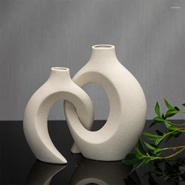Vases Nordic Style Simple And Creative Ceramic Vase Ornaments Living Room Entrance TV Cabinet Set Home Decorations