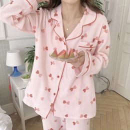 Home Clothing Alien Kitty Femme Comfortable Sweet Soft Summer Thin Printed Hearts 2024 Chic Loose Cotton Sleepwear Wear Pajamas Suits