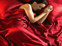 Satin Bedding Set Queen Size Luxury Red Silk Fitted Bed Sheet with Elastic Band Black Bed Sheets and Pillowcases Beddingoutlet7987385