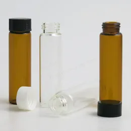 Storage Bottles 10ml Clear Sample Glass Vial With Black White Cap 1/3oz Essential Oil Bottles1/3 OZ Transparent Containers