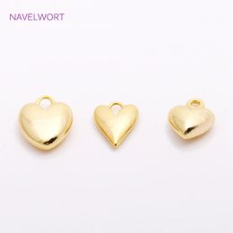 14K Gold Plated Heart Charms For Jewelry Making ,High Quality Brass Metal Smooth Love heart Pendants DIY Earrings Necklaces