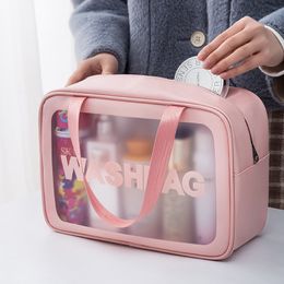 PU Matte Cosmetic Bag, Portable Storage Bag for Bathing and Swimming, Large Capacity Wash Bag, Travel Cosmetic Beach Bag, Beach Swimming Bag