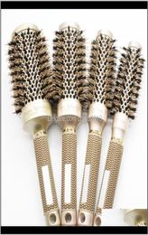 Nano Ionic Boar Bristle Hair Brush Salon Comb Barrel Blow Dry Hair Round Brush In 4 Sizes Professional Salon Styling Tools B087 T3088049
