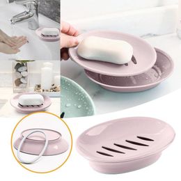 Liquid Soap Dispenser Oval Dish Toilet Plastic Simple Double Compartment Drain Bathroom Face