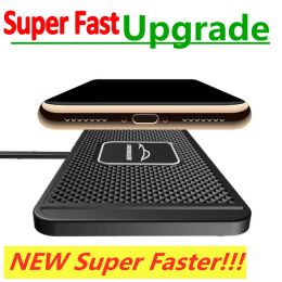 Chargers Fast Car Wireless Charger Pad for iPhone 14 13 12 Samsung Huawei Phone Silicone Nonslip Quick Car Wireless Charging Stand