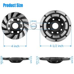 2Pcs 4 Inch Diamond Cup Grinding Wheel Concrete Sanding Discs 12 Segments Heavy Duty Angle Grinder Wheels (Black)