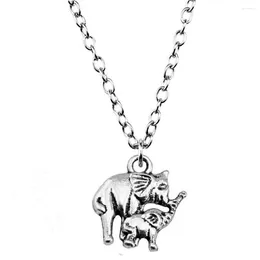 Pendant Necklaces 1pcs Elephant Mom And Child Necklace Components Jewelry Items Chain Length 43 5cm
