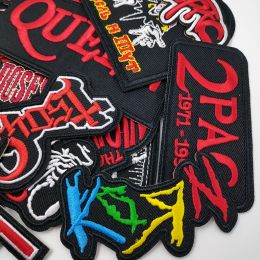 25Pcs/Lot ROCK Patches Embroidery Applique Ironing Clothing Sewing Supplies Decorative Badges Red