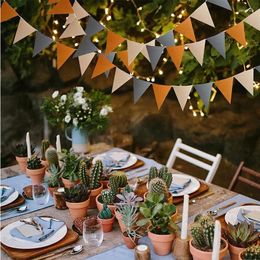 Party Decoration Brown Grey Felt Bunting Banner Triangle Flags Hanging Pennant For Birthday Wedding Forest Wild Safari Garlands Decorations