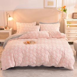 Bedding Sets Autumn And Winter Milk Fibre Four-Piece Carved Baby Fleece Fitted Sheet Bed Quilt Cover