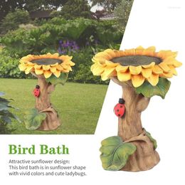 Decorative Figurines Sunflower Bird Bath Garden Decoration Outdoor Yard Lawn Decor Art Ornaments