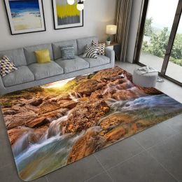 Natural landscape 3D green forest waterfall carpet bedroom living room bathroom study balcony restaurant floor mat rug