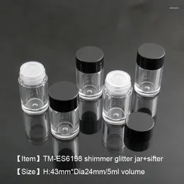 Storage Bottles DHL Black Lid 5ml Capacity With 3 Holes Sifter Cosmtic Glitter Powder Jar Shimmer Pot 250pcs/lot