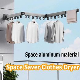 Hangers Clothes Drying Rack Aluminium Alloy Folding Wall-mounted Collapsible Space Saver Dryer