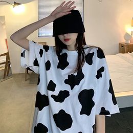 Cow camouflage print Woman Tshirts Harajuku Loose Shortsleeved Ladies Tshirt retro ins Clothing Top Vetement Femme graphic top 240402