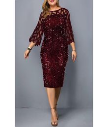PROPCM Plus Size Women039s Summer Dress Elegant Sequin Birthday Party Dresses For Women Casual Wedding Evening Outfits 5XL5343275