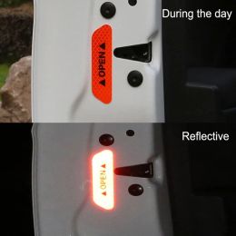 4pcs/set Reflective Car Door Sticker Safety Opening Warning Reflector Tape Decal Auto Exterior Interior Reflector Sticker