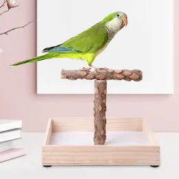 Other Bird Supplies Stand Wooden Tabletop Birdcage Accessories Portable Easy To Install Canary Biting Parrot For Outdoor Exercise Desktop