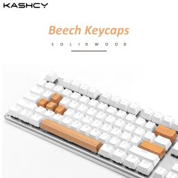 Accessories Kashcy Solid Wood Beech Keycaps For Mechanical Keyboard With OEM Profile Height Wooden Keycap Spacebar Esc
