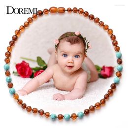 Pendants DOREMI Natural Stone Baltic Amber Necklace For Baby Turquoises Ambers Beads(Cognac) Bracelet Jewellery Kid