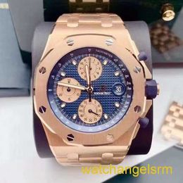 Swiss AP Wrist Watch Royal Oak Offshore Series 26238OR Rose Gold Blue Dial Mens Fashion Leisure Business Sports Machinery Chronograph Watch