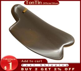 5A grade SiBin brown Colour Bian stone massage guasha kit beauty face plate with 2 fork gift bag chart6215829