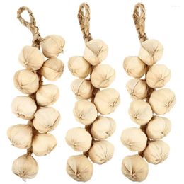 Decorative Flowers 3 Pcs Faux Plant Simulated Vegetable Skewers Artificial Garlic Model Vegetables Kitchen Decoration Onion Fake Hanging