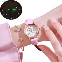 Wristwatches Luxury Ladies Calendar Date Quartz Simple Numbers Luminous Hand Design es Fashion Quality Leather Womens es240409