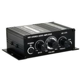 Amplifiers AK270 AK270 12V Mini HIFI Power Amplifier Audio Home Car Theatre Amplifier 2 Channel Amplifier USB/SD AUX Input