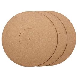 Player 3 Pieces Wooden Cork Turntable Mats Set With High Fidelity For Vinyl LP Record Players Audiophile Reduce Noise