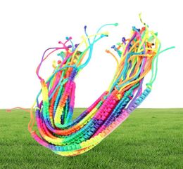 Brand New 50 pcslot Fashion Colourful Handknit Nylon Charms Bracelets Cord Friendship Bracelets rainbow color9879131
