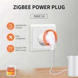 Tuya Smart Zigbee 3.0 Power Plug 16A EU Outlet 3680W Metre Remote Control Work With Alexa And Tuya Hub