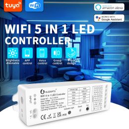 Gledopto Yandex 5 in 1 WiFi LED Strip Controller RGB CCT Dim Work with Tuya Smart Life App Alexa Voice Control No Hub Require