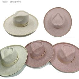 Wide Brim Hats Bucket Hats Faux Wool Fedora Mens Womens Love Top Wide Brim Hat Bow Accessories Autumn Winter Panama Jazz Cap 2022 New Designs Wholesale Y240409