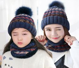 Kids Adults Thick Warm Winter Hat For Women Soft Stretch Cable Knitted Pom Poms Beanies Hats Women039s Skullies Beanies Girl Sk2135610