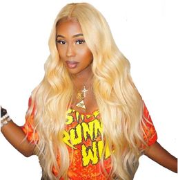 613 Blonde 360 Lace Frontal Wig Pre Plucked With Baby Hair Body Wave 13x6 Blue Lace Front Human Hair Wigs2018551