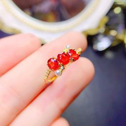 Cluster Rings FS 4 5mm Natural Red Sapphire Ring S925 Sterling Silver With Certificate Fashion Fine Charm Wedding Jewellery For Women MeiBaPJ