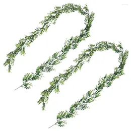 Decorative Flowers 2 Pcs Vines Artificial Plant Scene Layout Prop Fake Hanging Leaves Eucalyptus Weeping Green Plants Garland Decor