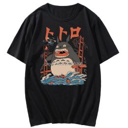 Shirts Cartoon My Neighbor Totoro Ghibli Tshirt Cartoon Haruku Men and Women Pure Summer Loose Short Sleeve Tshirt