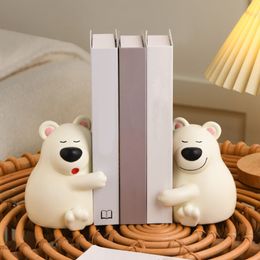 1 Pair Decorative Bookend Figure Anti Slip Sculpture Hugging Bear Statue for Living Room Collectible Bookcase Desktop Ornament